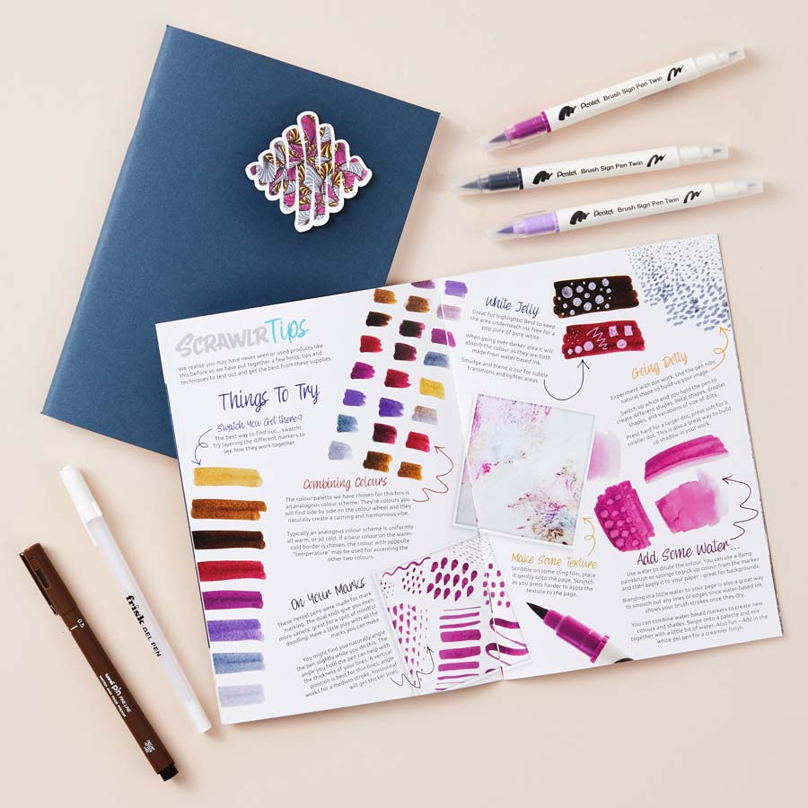 ScrawlrBox #103 - Pentel Brush Sign Pen Twin Tip Markers