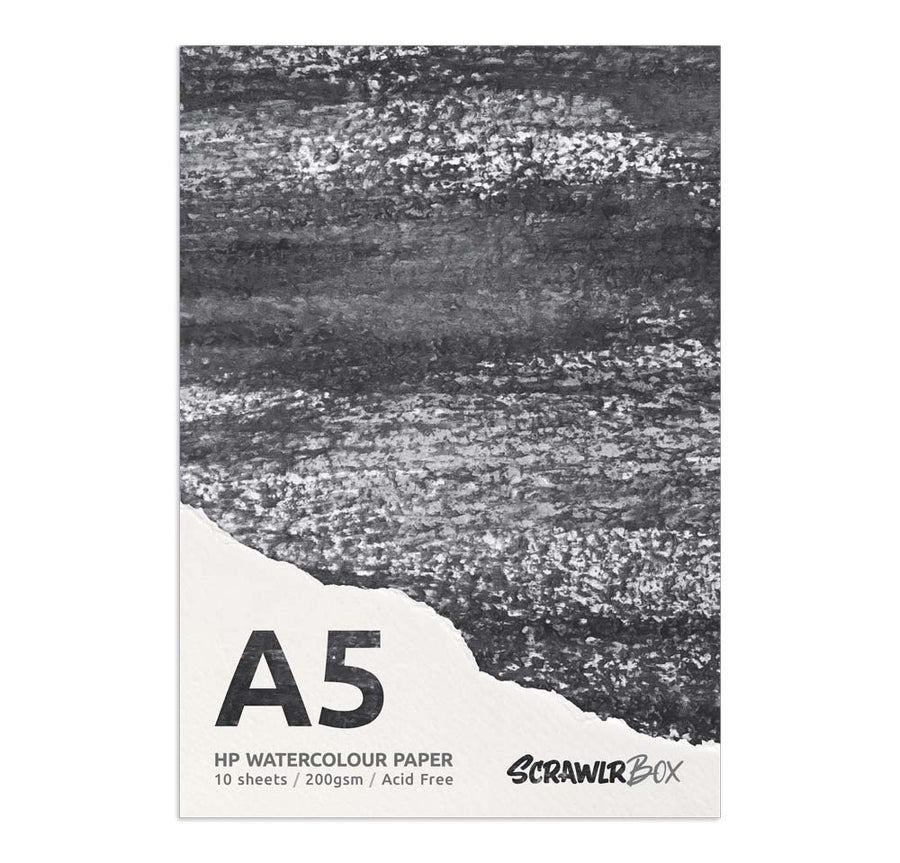ScrawlrBox Hot-Pressed Watercolour Paper Pad, 200gsm, A5, 10 Sheets