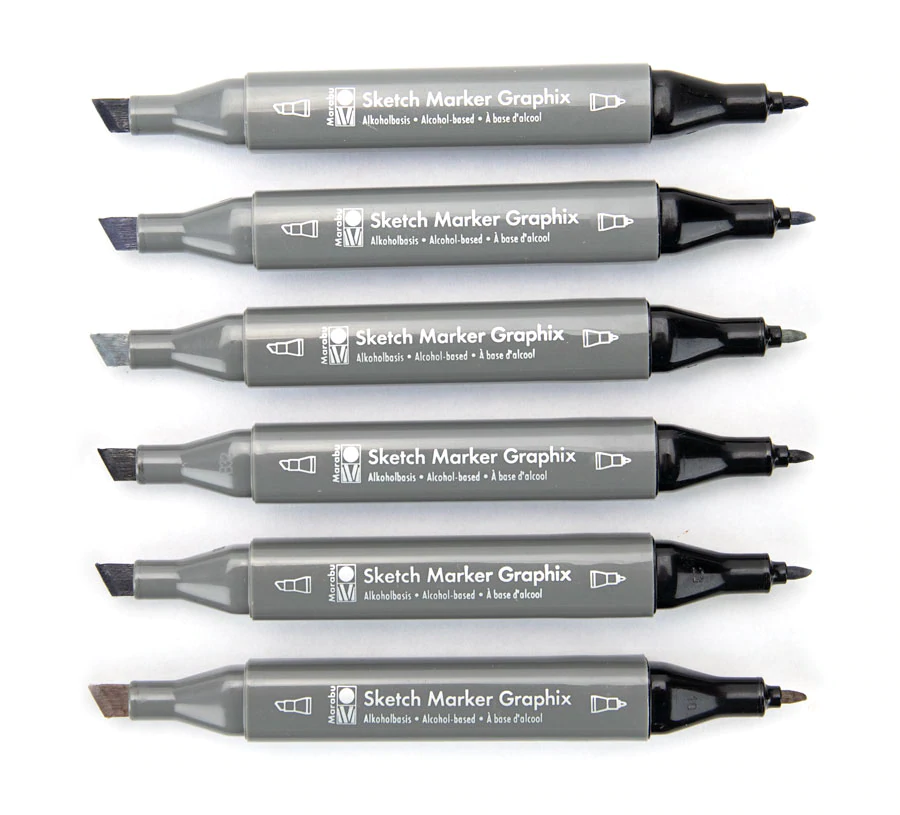 Marabu Markers x6 Alpha Robot Set