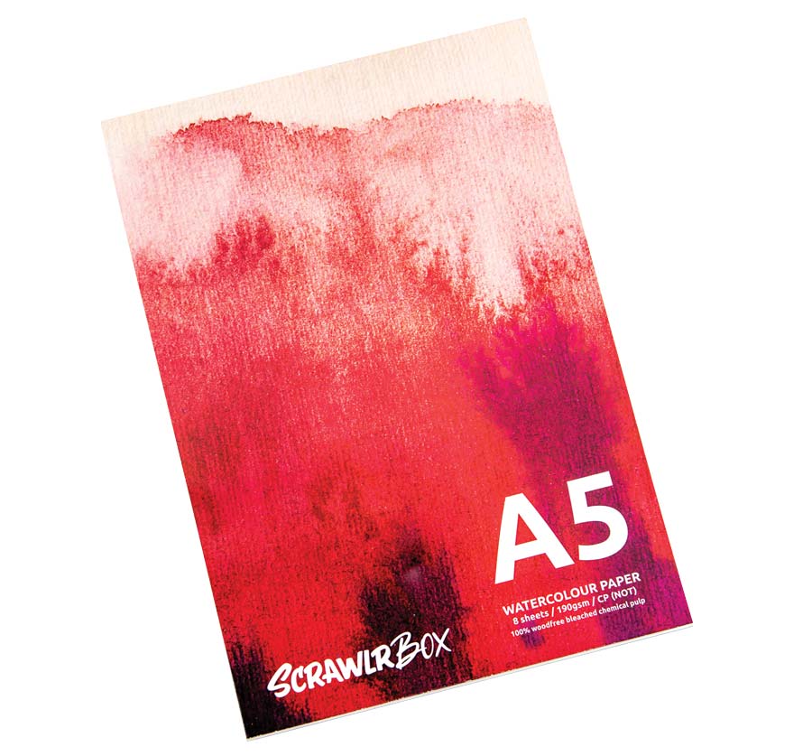 ScrawlrBox Watercolour Paper Pad, 190gsm, 8 Sheets